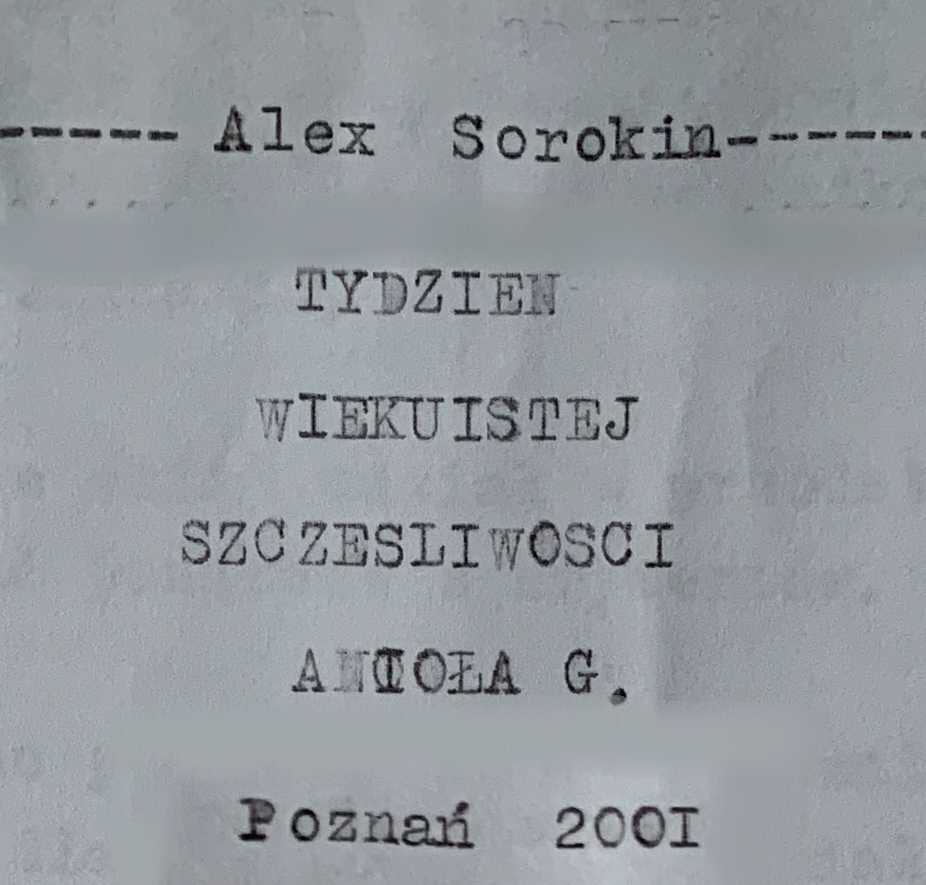 Pierwsza wersja książki Tydzień Wiekuistej Szczęśliwości Anioła G